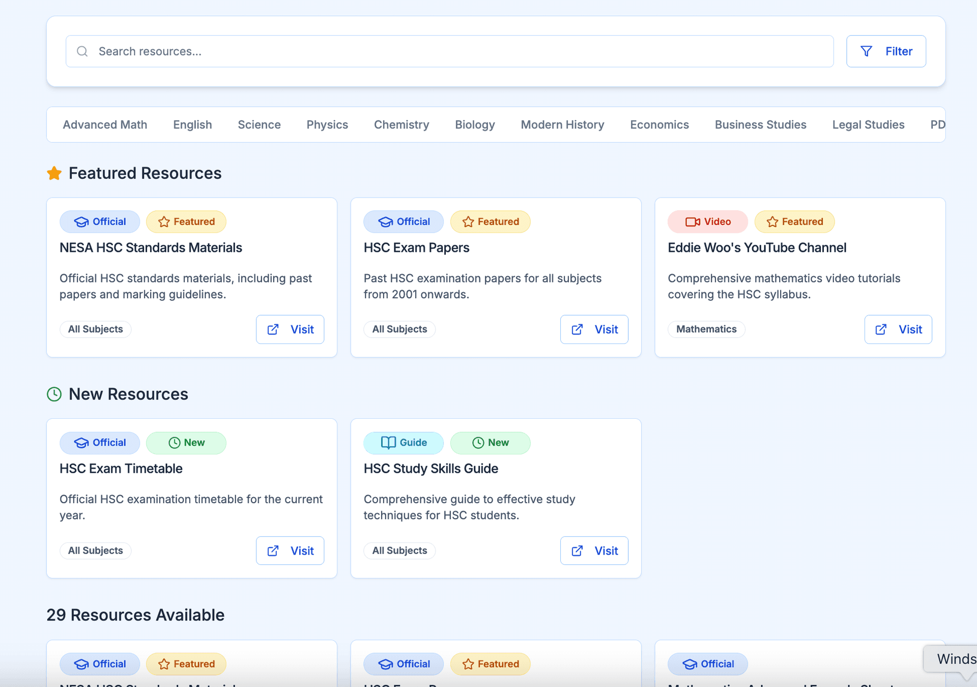 Resources Feature